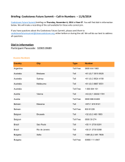 Briefing: Cookstoves Future Summit – Call-in Numbers  – 11/6/2014