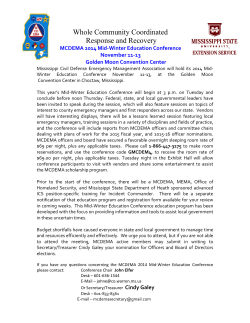 Whole Community Coordinated Response and Recovery MCDEMA 2014 Mid‐Winter Education Conference  November 11‐13 