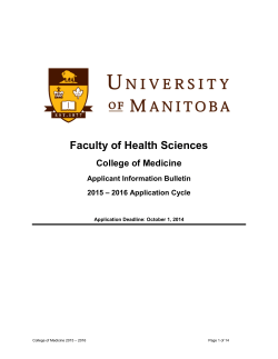 Faculty of Health Sciences  College of Medicine Applicant Information Bulletin