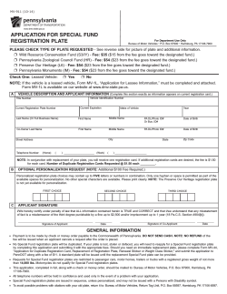 APPLICATION FOR SPECIAL FUND REGISTRATION PLATE plEasE CHECK TYpE OF plaTE rEquEsTED