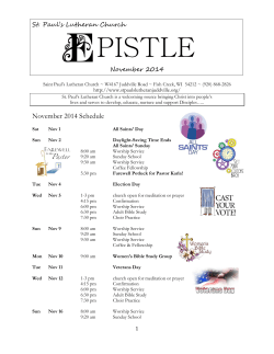 PISTLE St. Paul’s Lutheran Church November 2014