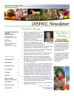 OPAWL Newsletter President’s Message 