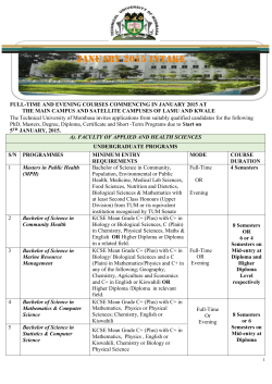 FULL-TIME AND EVENING COURSES COMMENCING IN JANUARY 2015 AT