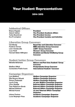 Your Student Representatives Sabbatical Officers 2014-2015