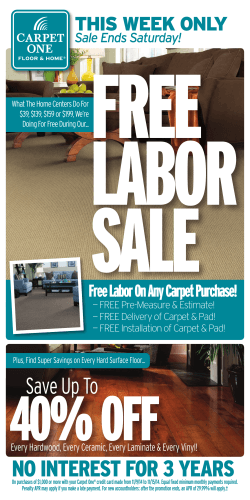 FREE LABOR SALE THIS WEEK ONLY