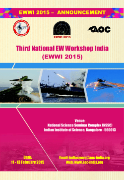 Third National EW Workshop India (EWWI 2015) EWWI 2015 –  ANNOUNCEMENT Date: