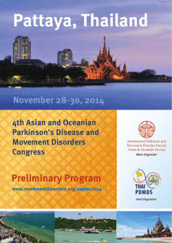 Pattaya, Thailand Preliminary Program November 28-30, 2014 4th Asian and Oceanian