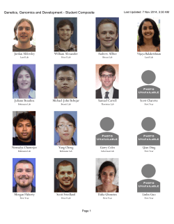 Genetics, Genomics and Development - Student Composite Jordan Aldersley William Alexander Andrew Allbee
