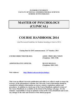 MASTER OF PSYCHOLOGY (CLINICAL) COURSE HANDBOOK 2014