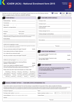 ICAEW  ( ACA)  - National Enrolment form 2015