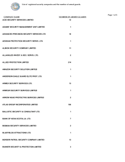 List of  registered security companies and the number of... COMPANY NAME NUMBER OF ARMED GUARDS Page 1 of 6