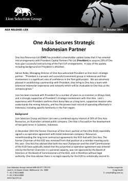 One Asia Secures Strategic Indonesian Partner