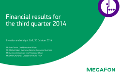 Financial results for the third quarter 2014