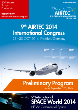 9 AIRTEC 2014 International Congress Preliminary Program