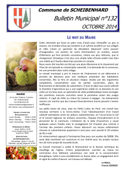 Bulletin Municipal n°132  OCTOBRE 2014 Commune de SCHEIBENHARD