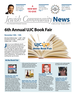 Jewish Community News J 6th Annual UJC Book Fair