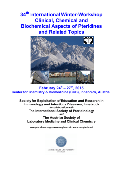 34 International Winter-Workshop Clinical, Chemical and Biochemical Aspects of Pteridines
