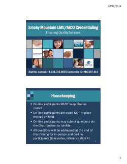 Smoky Mountain LME/MCO Credentialing Ensuring Quality Services