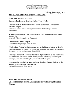 Friday, January 9, 2015 SESSION 1A: Colloquium