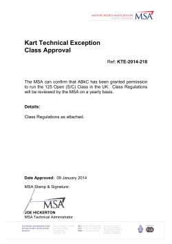 Kart Technical Exception Class Approval  KTE-2014-218