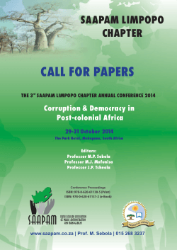 CALL FOR PAPERS SAAPAM LIMPOPO CHAPTER Corruption &amp; Democracy in