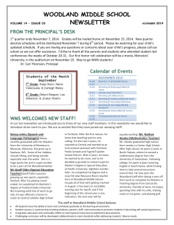 WOODLAND MIDDLE SCHOOL NEWSLETTER  FROM THE PRINCIPAL’S DESK