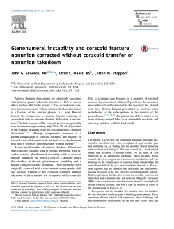 Glenohumeral instability and coracoid fracture nonunion corrected without coracoid transfer or