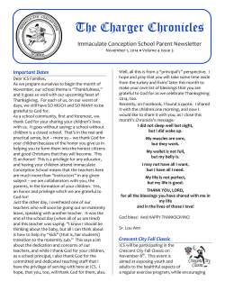 The Charger Chronicles Immaculate Conception School Parent Newsletter Important Dates