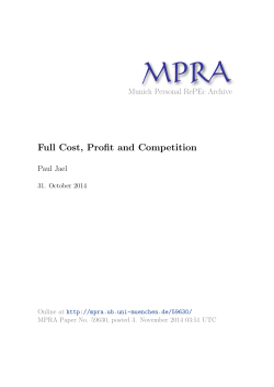 Full Cost, Profit and Competition Munich Personal RePEc Archive Paul Jael