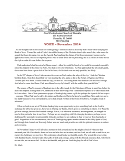 VOICE &ndash; November 2014 First Presbyterian Church of Dunedin 455 Scotland Street