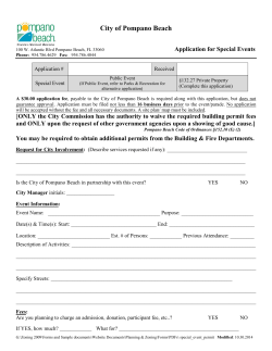 City of Pompano Beach  Application for Special Events Application #