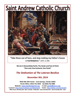 The Dedication of The Lateran Basilica November 9th, 2014 a marketplace.”