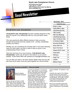 Good Newsletter North Lake Presbyterian Church