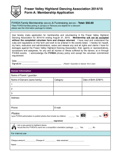 Fraser Valley Highland Dancing Association 2014/15 Form A: Membership Application &amp; Fundraising