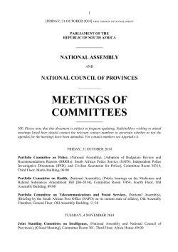 MEETINGS OF COMMITTEES  NATIONAL ASSEMBLY