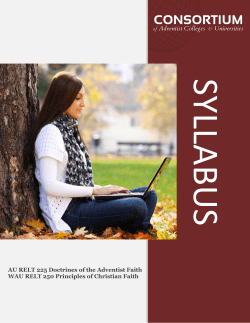 SYLLABUS  AU RELT 225 Doctrines of the Adventist Faith