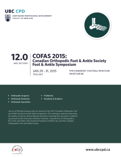 12.0 COFAS 2015:  Canadian Orthopedic Foot &amp; Ankle Society