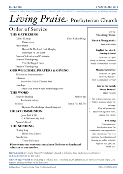 Living Praise Presbyterian Church Order of Service 2014