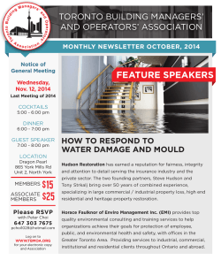 Monthly Newsletter September, 2013 TORONTO BUILDING MANAGERS’ AND OPERATORS’ ASSOCIATION  