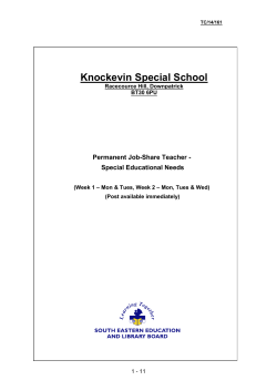 Knockevin Special School Permanent Job-Share Teacher - Special Educational Needs