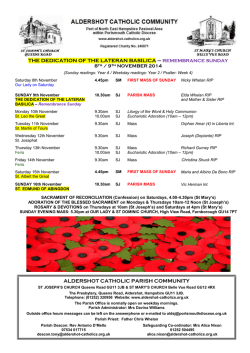 THE DEDICATION OF THE LATERAN BASILICA &ndash; REMEMBRANCE SUNDAY 8 / 9