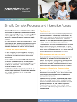 Simplify Complex Processes and Information Access Administration SOLUTIONS FOr INSUraNCe