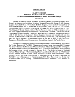 TENDER NOTICE  No. 27/1/2014-NISE NATIONAL INSTITUTE OF SOLAR ENERGY