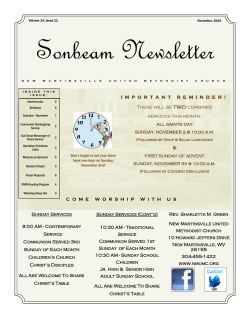 Sonbeam Newsletter There will be TWO combined