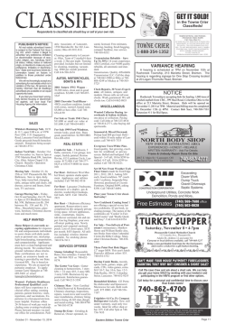 Towne Crier Classifieds Ads October 31-Nov 13 2014