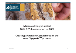 Marenica Energy Limited 2014 CEO Presentation to AGM U-pgrade