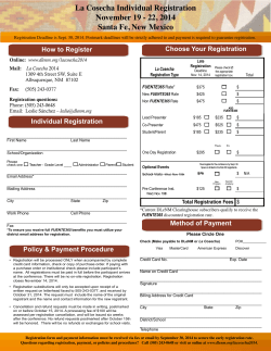 La Cosecha Individual Registration November 19 - 22, 2014