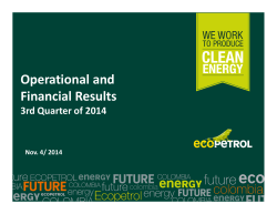 Operational and Financial Results 3rd Quarter of 2014 Nov. 4/ 2014