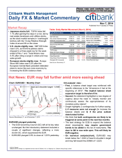 Daily FX &amp; Market Commentary Market Recap Nov 7, 2014