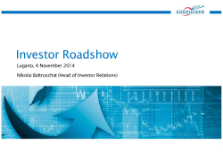 Investor Roadshow Lugano, 4 November 2014 Nikolai Baltruschat (Head of Investor Relations)